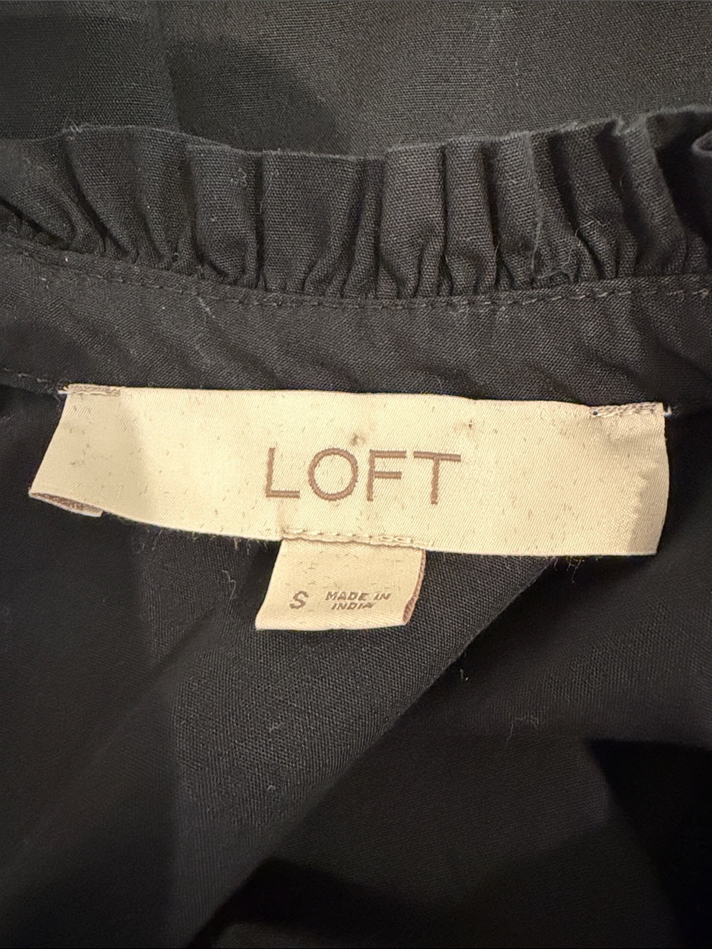 LOFT Black Blouse with White Floral Embroidery - Picture 2 of 6
